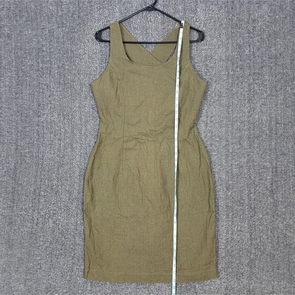 Express Dress Womens 7/8 Olive Green Sleeveless Linen Blend Criss Cross Back - Picture 3 of 11